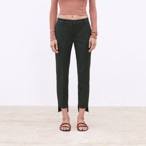 ZARA WOMAN PANTS WITH ASYMMETRIC HEM CROPPED PANTS GREEN SIZE 26 (2)